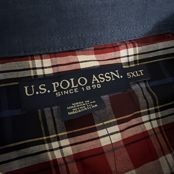 US Polo Assn NWT Men's 5XLT Plaid Long Sleeve Button Up Shirt - Picture 5 of 10